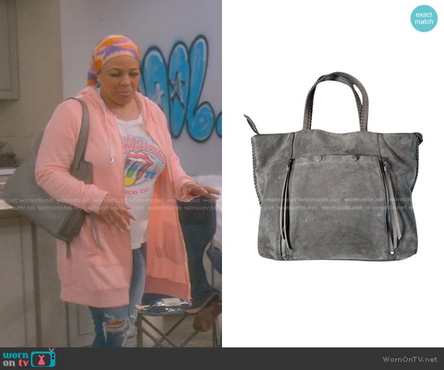 All Saints Fleur De Lis Tote Bag worn by Regina Upshaw (Kim Fields) on The Upshaws