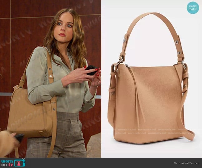 All Saints Kita Leather Crossbody Bag worn by Stephanie Johnson (Abigail Klein) on Days of our Lives