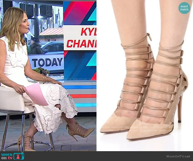 Aquazzura Amazon Suede Pumps worn by Savannah Guthrie on Today