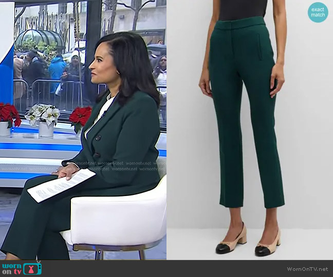 Veronica Beard Arte Pants in Pine worn by Kristen Welker on Today