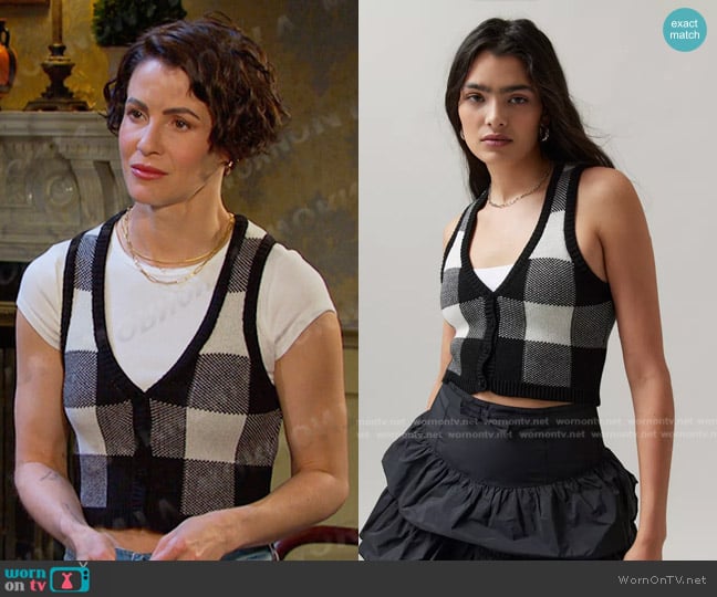 BDG Manila Sweater Vest worn by Sarah Horton (Linsey Godfrey) on Days of our Lives