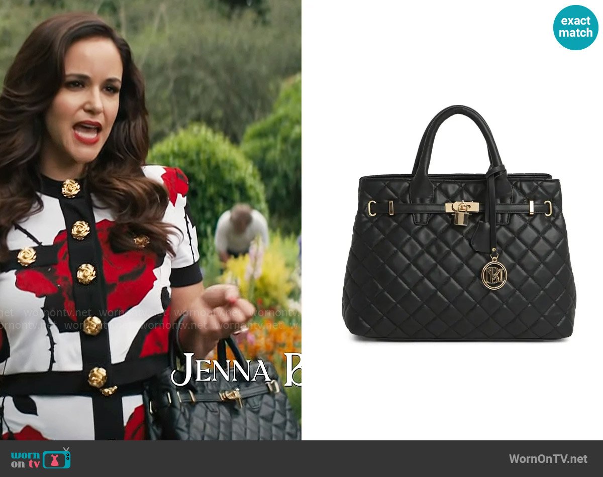 Badgley Mischka Large Diamond Quilted Tote Bag worn by Birdie (Melissa Fumero) on Grosse Pointe Garden Society