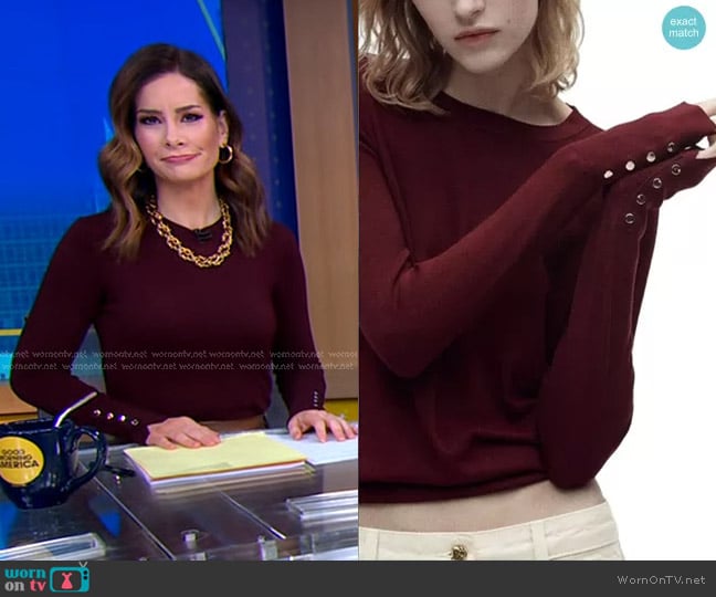 Zara Basic Knit Sweater worn by Rebecca Jarvis on Good Morning America