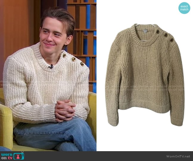 Bottega Veneta Chunky Sweater with gold buttons worn by Sam McCarthy on Good Morning America