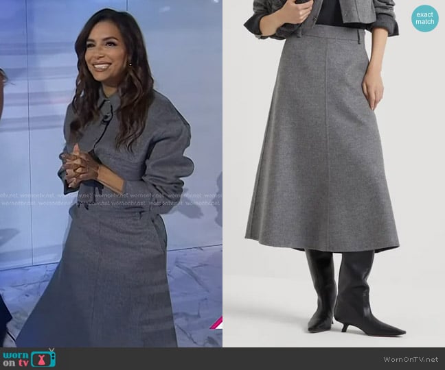 Brunello Cucinelli Virgin Wool Double Cloth flute Skirt worn by Eva Longoria on Today