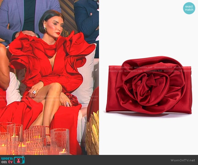 by Carolina Herrera Rosette Clutch worn by Bronwyn Newport on The Real Housewives of Salt Lake City