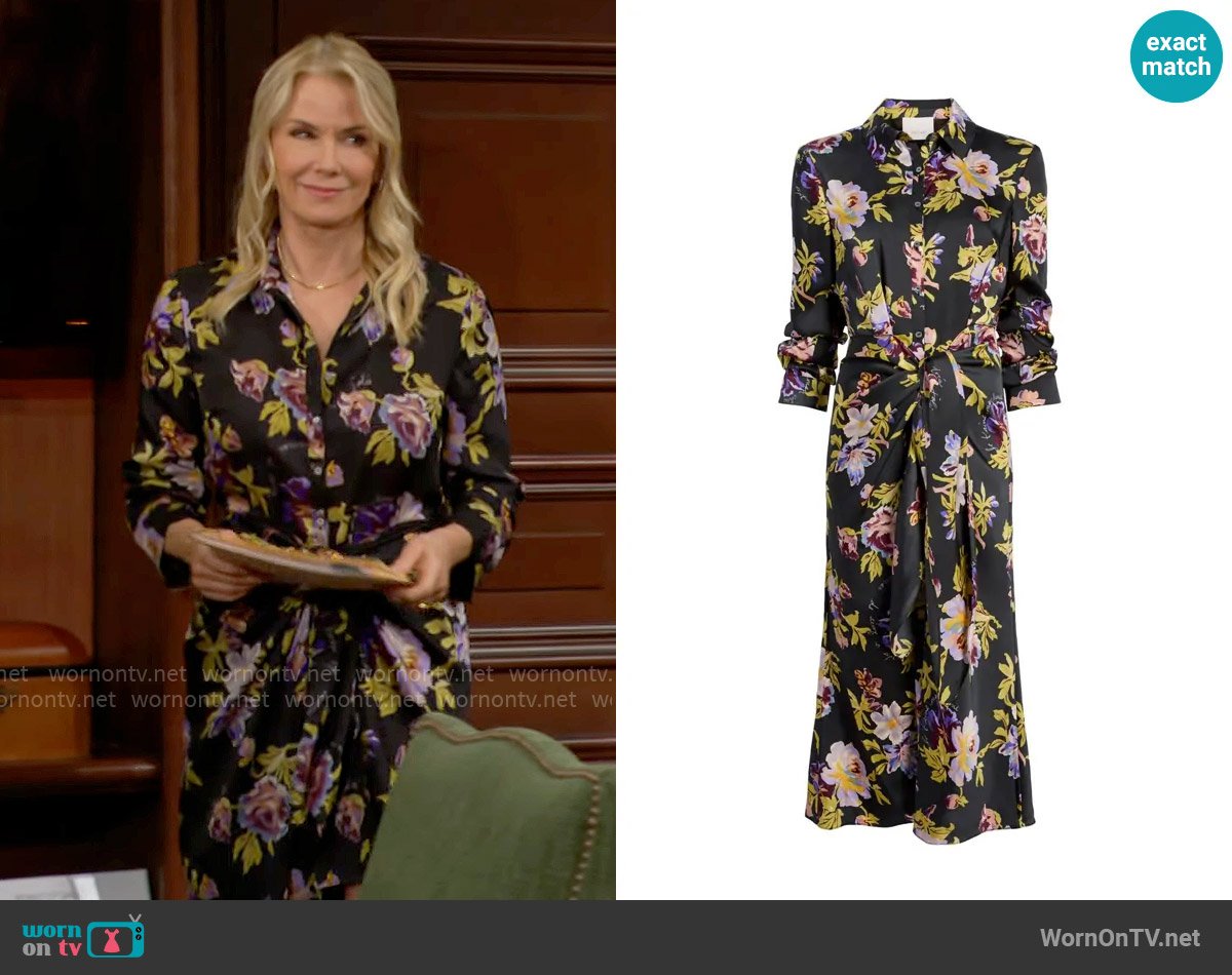 Cinq a Sept Brigitte Floral Jacey Dress worn by Brooke Logan (Katherine Kelly Lang) on The Bold and the Beautiful