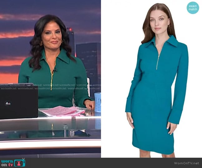 Halston Collared Zip-Neck Star-Seamed Dress worn by Darlene Rodriguez on Today