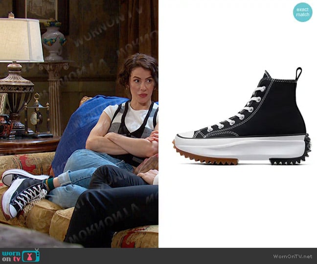 Converse Unisex Run Star Hike Canvas Platform in Black/White/Gum worn by Sarah Horton (Linsey Godfrey) on Days of our Lives