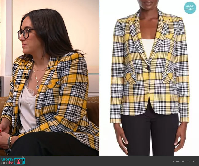 Veronica Beard Cutaway Plaid Dickey Jacket worn by Savannah Sellers on Today