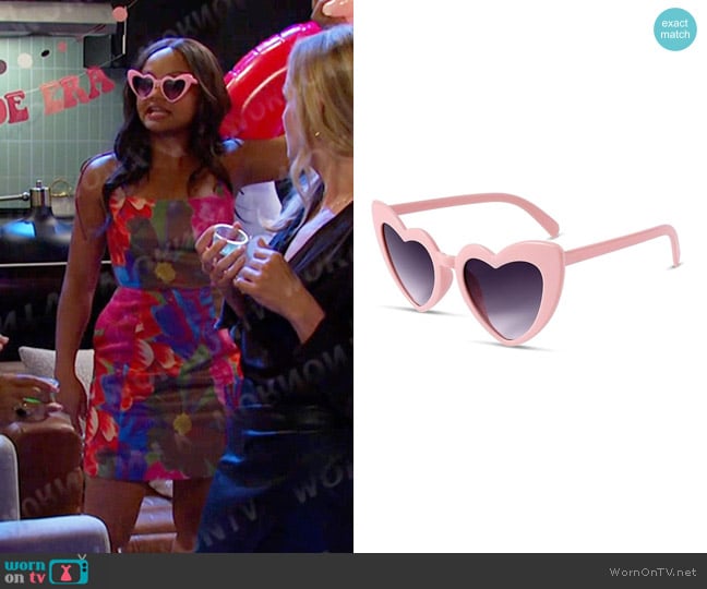 DIVINA VITAE at Amazon Heart Shaped Sunglasses worn by Chanel Dupree (Raven Bowens) on Days of our Lives