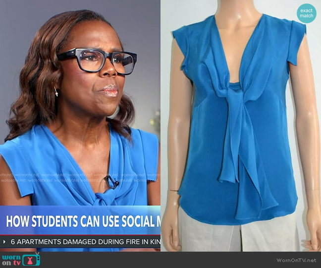 Derek Lam Silk Sleeveless Top worn by Deborah Roberts on Good Morning America