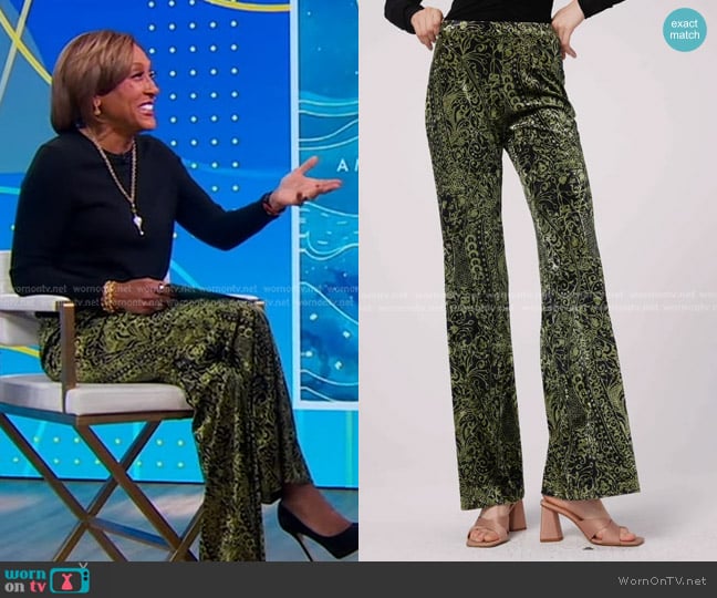 Diane von Furstenberg Ruthette Paisley Velvet Pants worn by Robin Roberts on Good Morning America