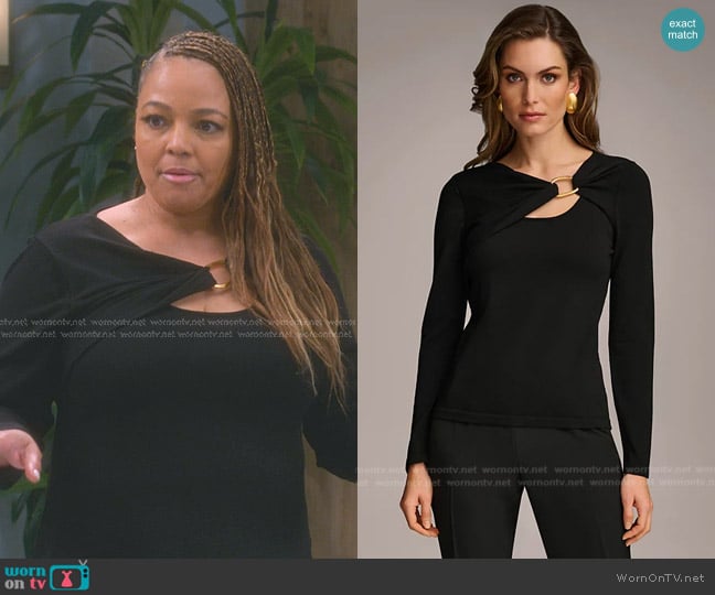 Donna Karan Cutout Sweater With Hardware Detail worn by Regina Upshaw (Kim Fields) on The Upshaws