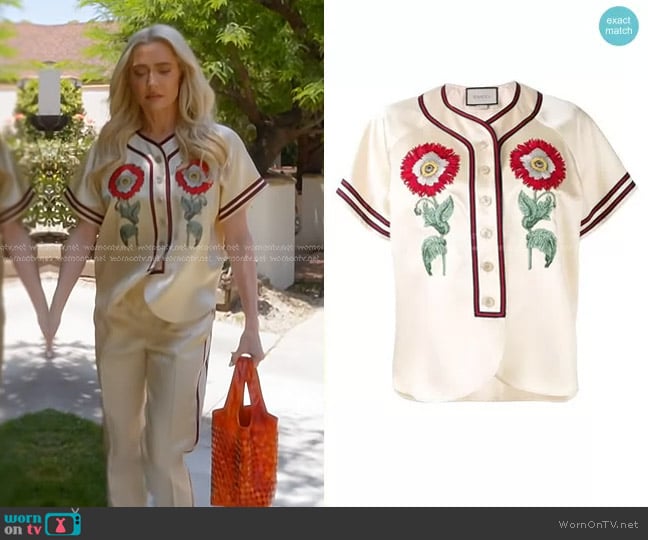 Gucci Duchesse Blouse worn by Erika Jayne on The Real Housewives of Beverly Hills