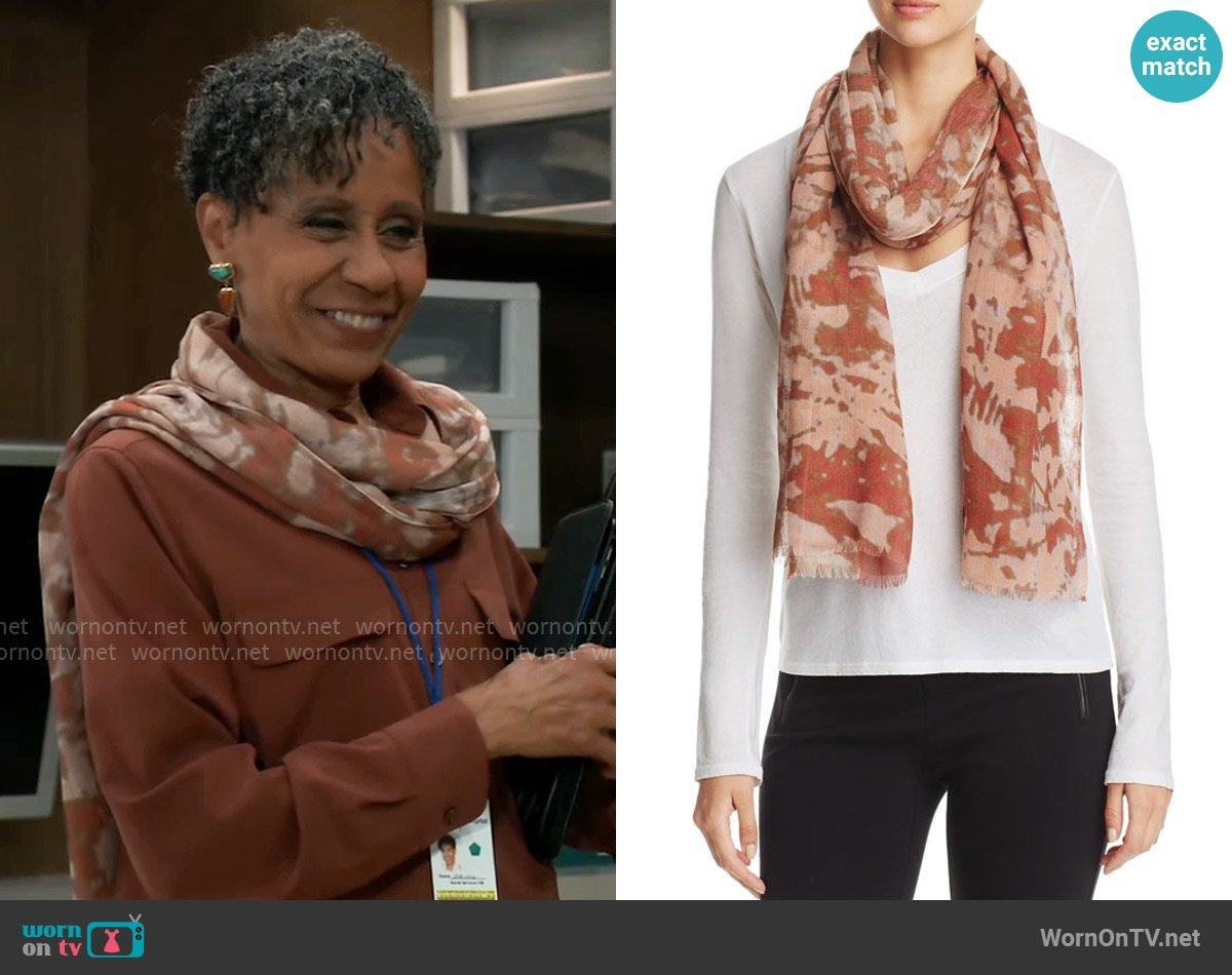 Eileen Fisher Digital Pathways Silk/Wool Scarf worn by Stella Henry (Vernee Watson) on General Hospital