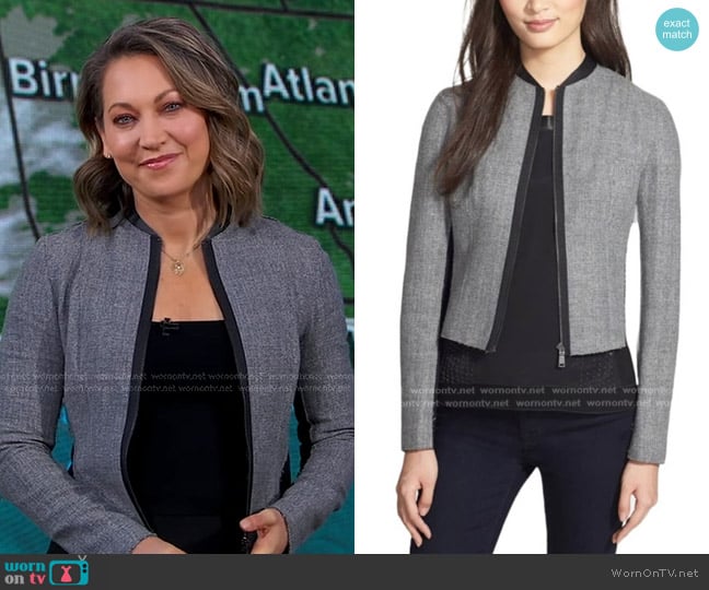 Elie Tahari Campbell Raw Seam Wool Blend Blazer Jacket worn by Ginger Zee on Good Morning America