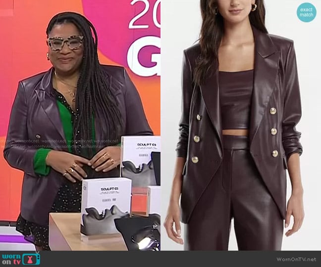 Express Faux Leather Double Breasted Novelty Button Blazer worn by Julee Wilson on Today