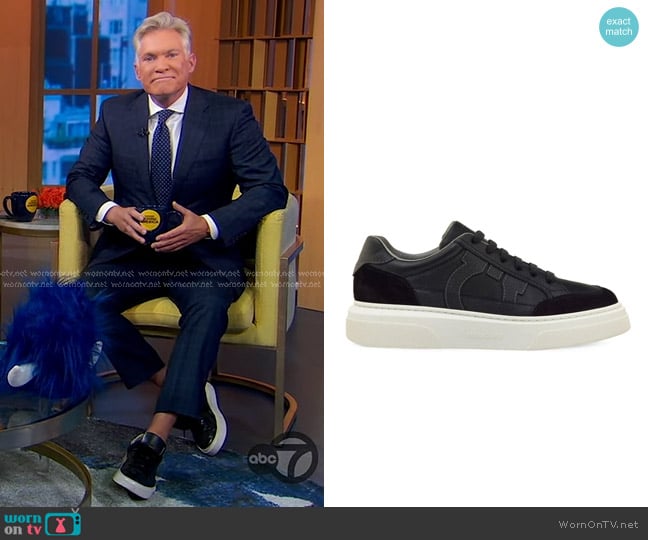 Ferragamo Gancini-embellished Sneakers worn by Sam Champion on Good Morning America