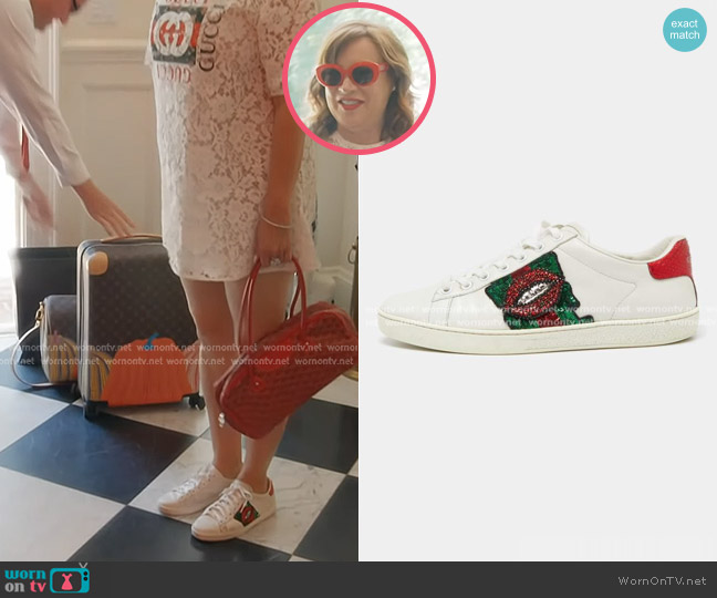 Gucci Ace Lip Sneakers worn by Jennifer Tilly on The Real Housewives of Beverly Hills