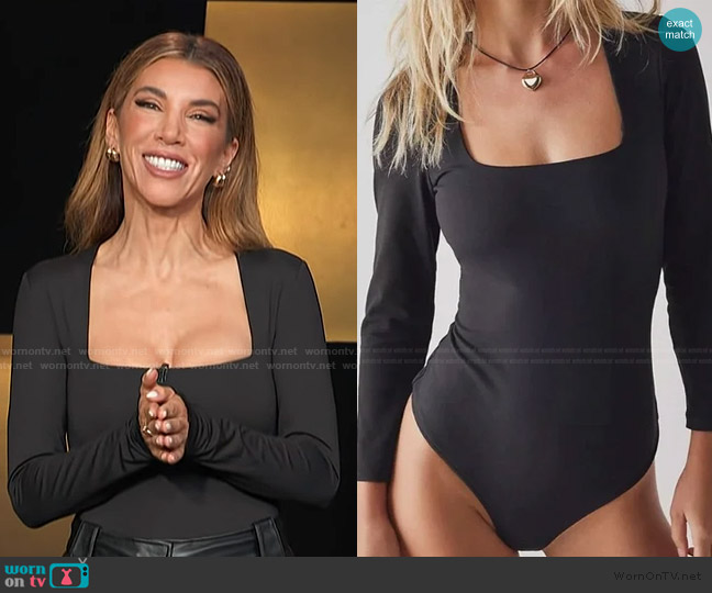 House of Harlow Long Sleeve Bodysuit worn by Adrianna Costa on Access Hollywood