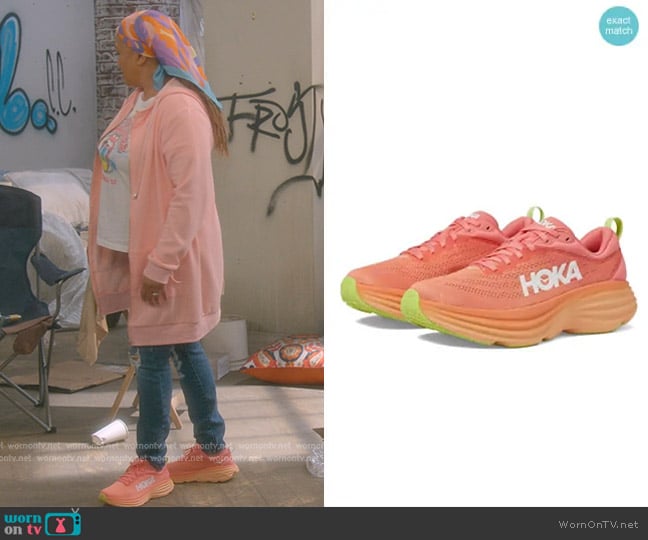 Hoka Bondi 8 Sneakers worn by Regina Upshaw (Kim Fields) on The Upshaws