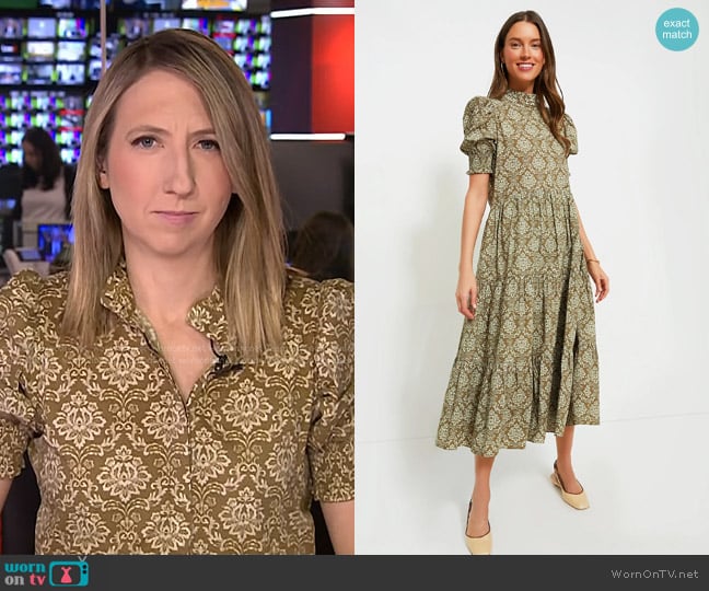 Hyacinth House Moss Printed Bennett Maxi Dress worn by Julia Ainsley on NBC News Daily