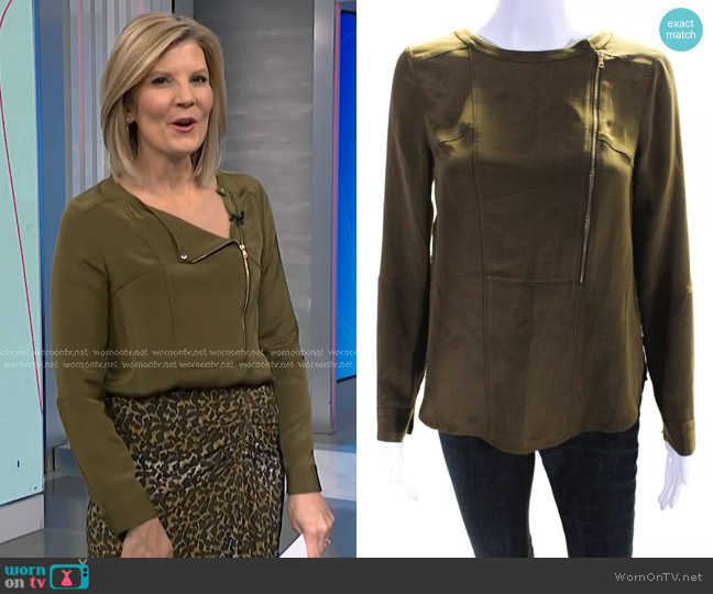 J. Crew Collection Silk Zipper Front Blouse worn by Kate Snow on NBC News Daily