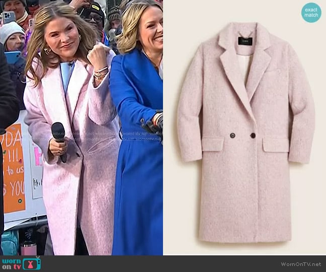 J. Crew Relaxed Topcoat in Italian brushed wool blend worn by Jenna Bush Hager on Today