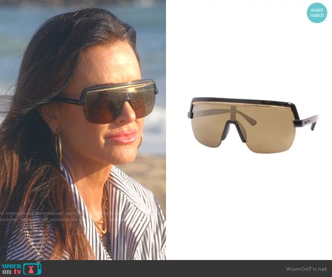 Jimmy Choo Pose/S Shield Sunglasses worn by Kyle Richards on The Real Housewives of Beverly Hills