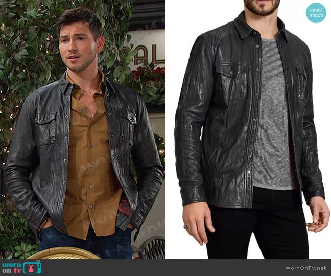 John Varvatos Lionel Slim Fit Leather Jacket worn by Alexander Kiriakis (Robert Scott Wilson) on Days of our Lives