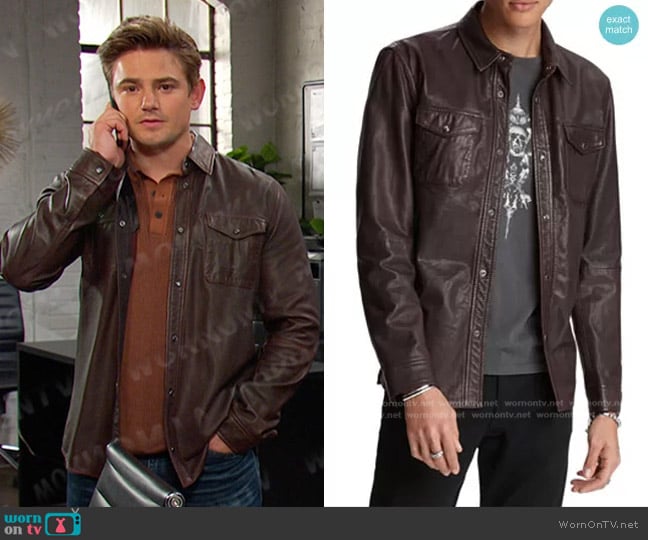 John Varvatos Napa Leather Shirt Jacket worn by Johnny DiMera (Carson Boatman) on Days of our Lives