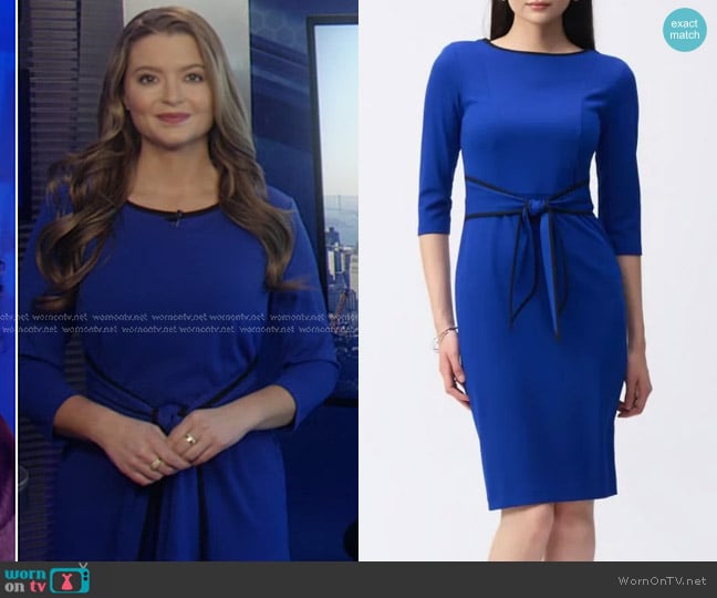 Joseph Ribkoff Scuba Crepe Sheath Dress worn by Dani Beckstrom on Good Morning America