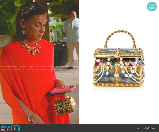 Judith Leiber Couture Treasure Chest Crystal Minaudiere worn by Bronwyn Newport on The Real Housewives of Salt Lake City