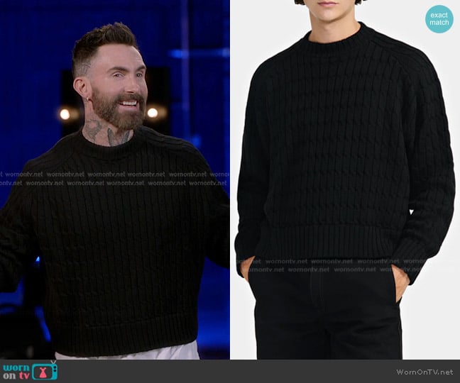 Adam’s black cable knit sweater on The Voice