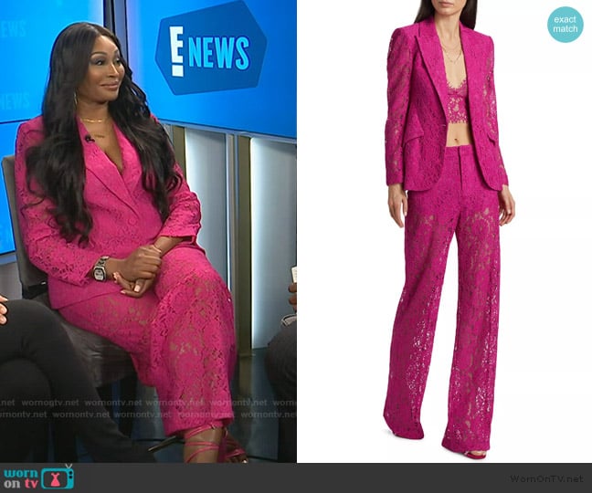 L'Agence Chamberlain Blazer in Light Ruby worn by Cynthia Bailey on E! News