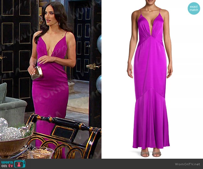 Liv Foster Satin Mermaid Gown in Wild Orchid worn by Gabi Hernandez (Cherie Jimenez) on Days of our Lives