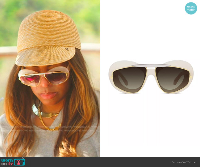 Loewe Double Frame 47MM Geometric Sunglasses in Ivory worn by Mary Cosby on The Real Housewives of Salt Lake City