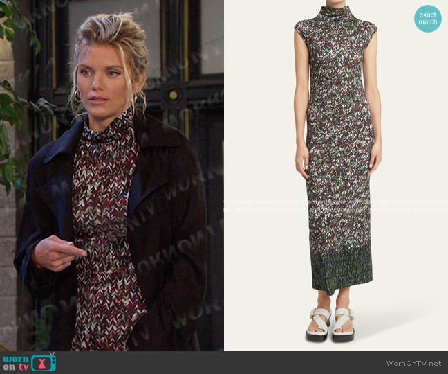 Loewe Yarn-Print Jersey Mock-Neck Column Dress worn by Catherina Greene (AnnaLynne McCord) on Days of our Lives