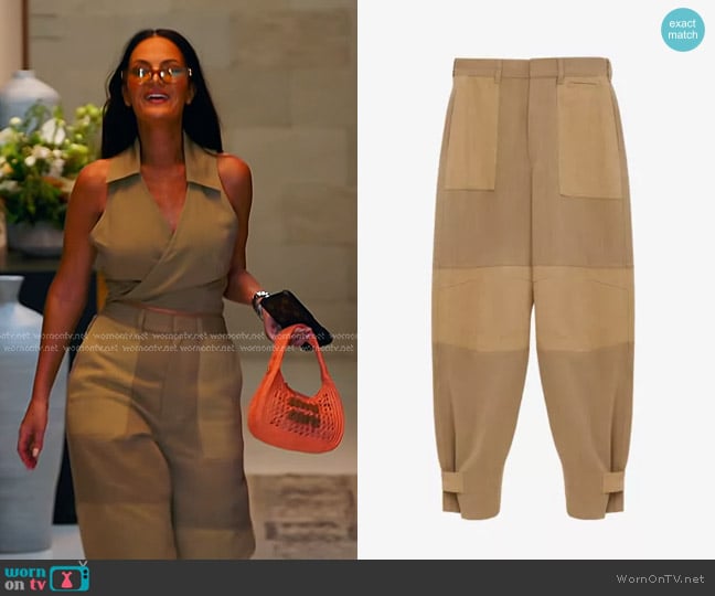 Loewe x Paula's Ibiza Patchwork Woven Cargo Trousers worn by Lisa Barlow on The Real Housewives of Salt Lake City