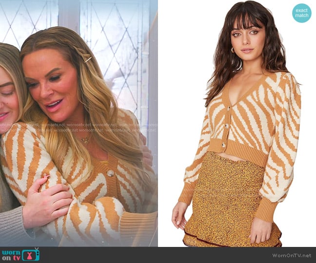 Heather’s beige zebra cardigan on RHOSLC