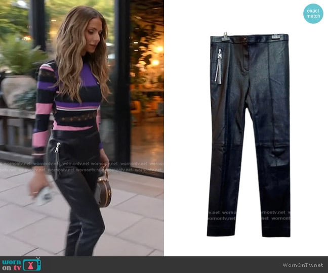 Louis Vuitton Lamb Leather Skinny Pants worn by Dorit Kemsley on The Real Housewives of Beverly Hills