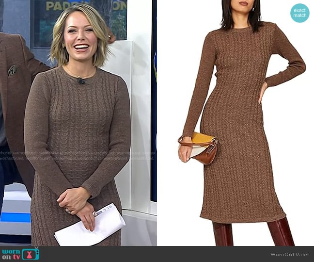 Love, Whit by Whitney Port Brown Sweater Dress worn by Dylan Dreyer on Today