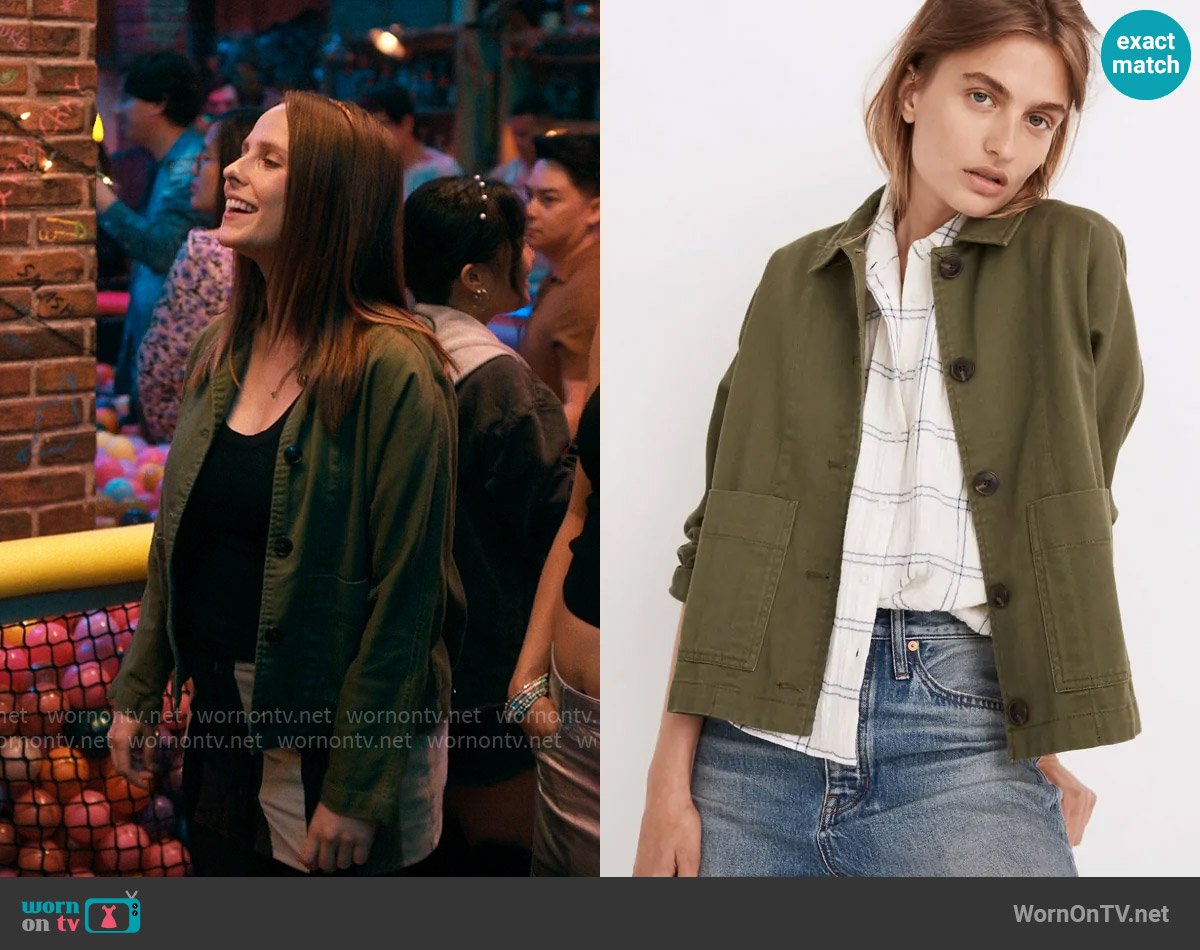 Madewell Drapey Pomeray Chore Jacket worn by Kimberly Finkle (Pauline Chalamet) on The Sex Lives of College Girls