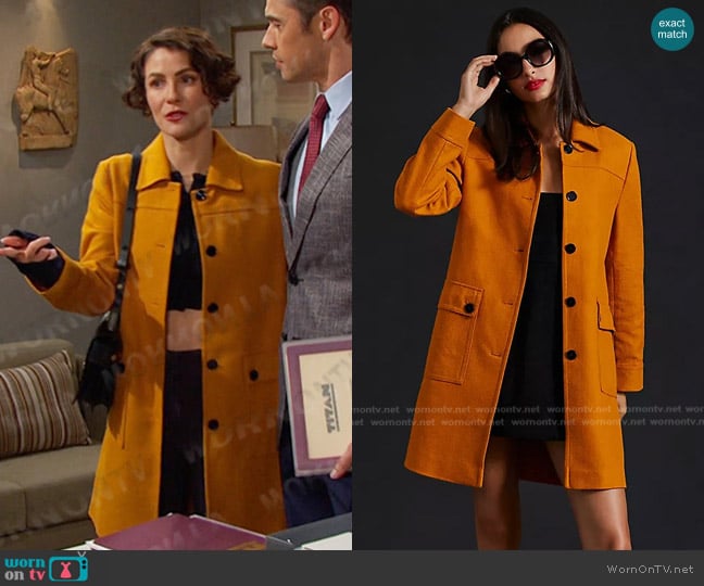 Maeve Textured Peacoat worn by Sarah Horton (Linsey Godfrey) on Days of our Lives