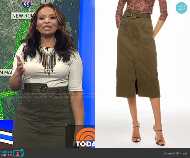 Marissa Webb Collective Belted Utility Skirt worn by Adelle Caballero on Today