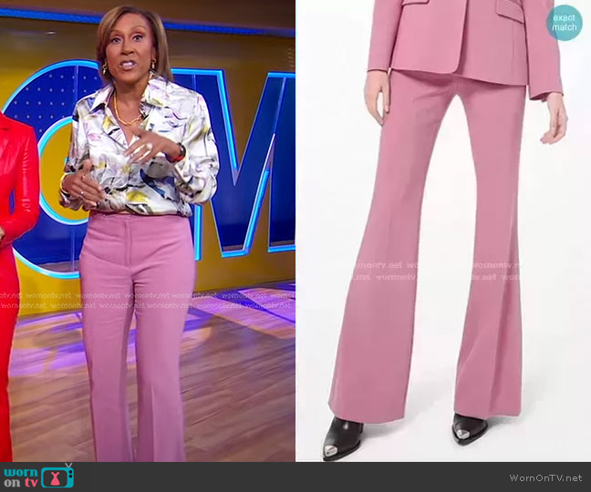 Michael Kors Charlie Stretch Pebble Crepe Flared Pants worn by Robin Roberts on Good Morning America