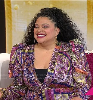 Michelle Buteau’s multi print wrap dress on Today