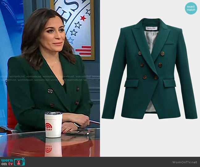 Veronica Beard Miller Dickey Jacket in Pine worn by Hallie Jackson on Today