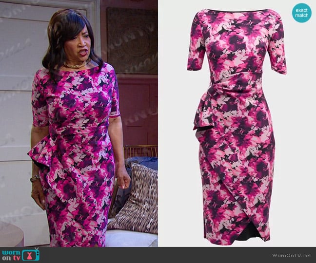 Chiara Boni La Petite Robe Mimmaly Floral-Print Sheath Dress worn by Paulina Price (Jackée Harry) on Days of our Lives